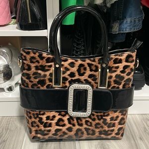 Leopard Patent Tote Bag